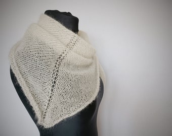 Triangle scarf, merino and mohair ivory shawl, wool lightweight scarves, triangular shawls and wraps for spring, warm shawls, girfriend gift