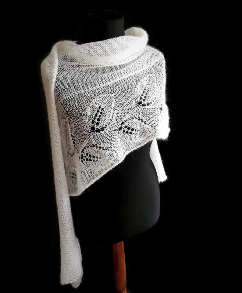 Bridal merino wrap white knitted shawl for wedding bride