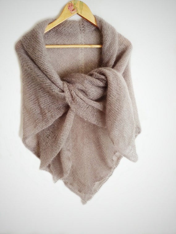 Nieuw Mohair sjaal oversized gebreide taupe wrap grote sjaal | Etsy RW-98