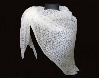 Scarf mohair, knitted off white wedding stola, ivory bridal cover up, ethereal shoulder wrap, lightweight capelets and shrugs