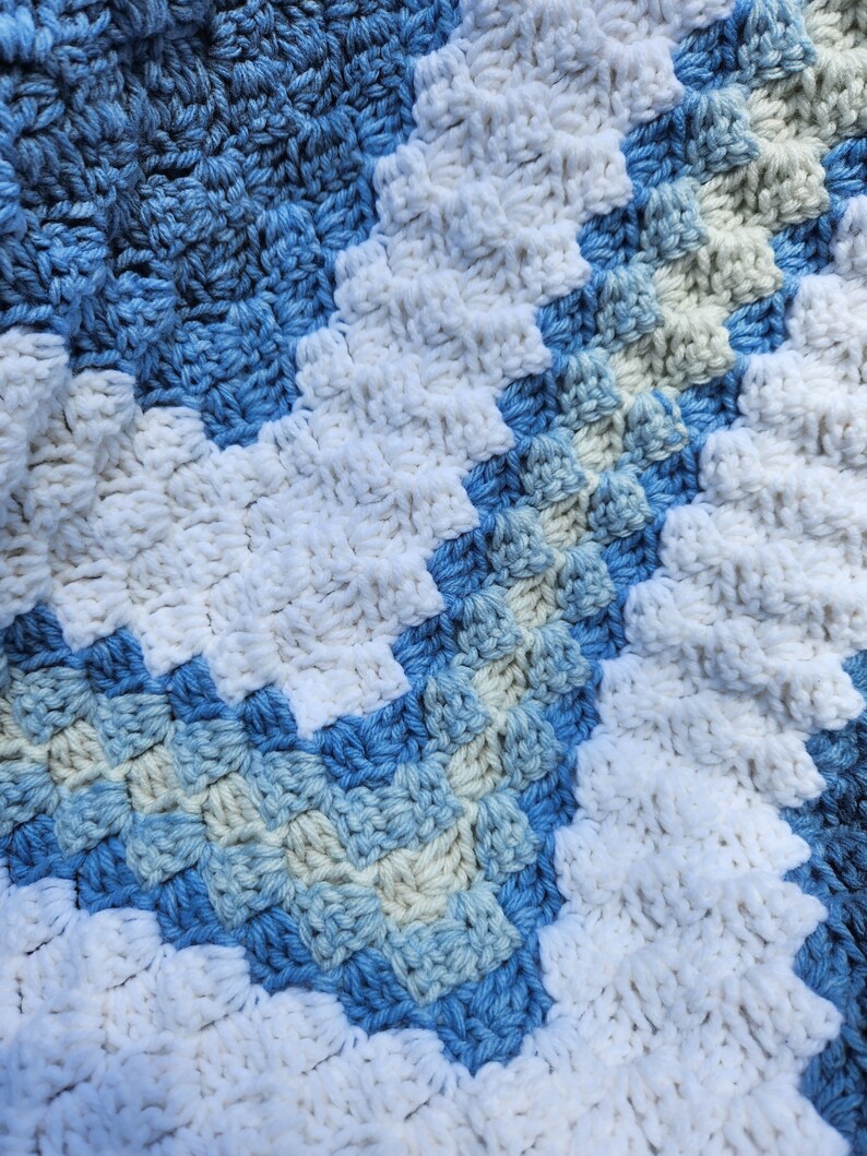 Baby Blanket Blue and White Corner to Corner Etsy