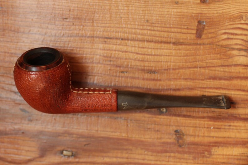 Derby Pigskin Italian Pipe / Vintage Leather Wrapped Tobacco Etsy