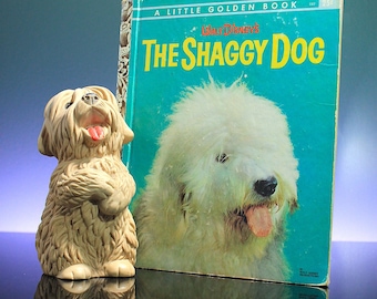 Walt Disney’s 1959 Shaggy Dog Golden Book & Vintage Rubber Squeak Toy