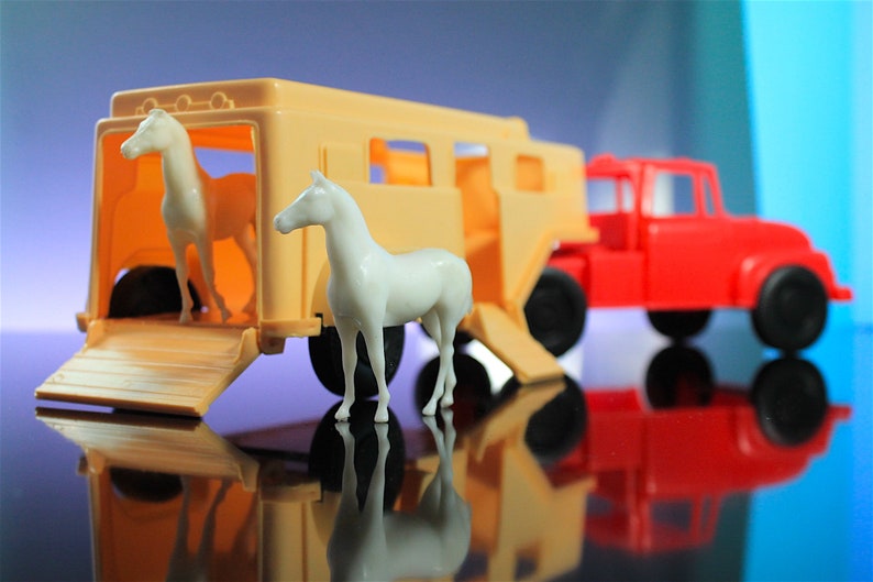Andy Gard Horse Van Trailer Vintage Plastic Farm Truck Playset Etsy
