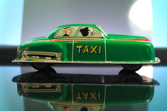 Vintage Japan Tin Litho Taxi Cab Friction Toy - Etsy