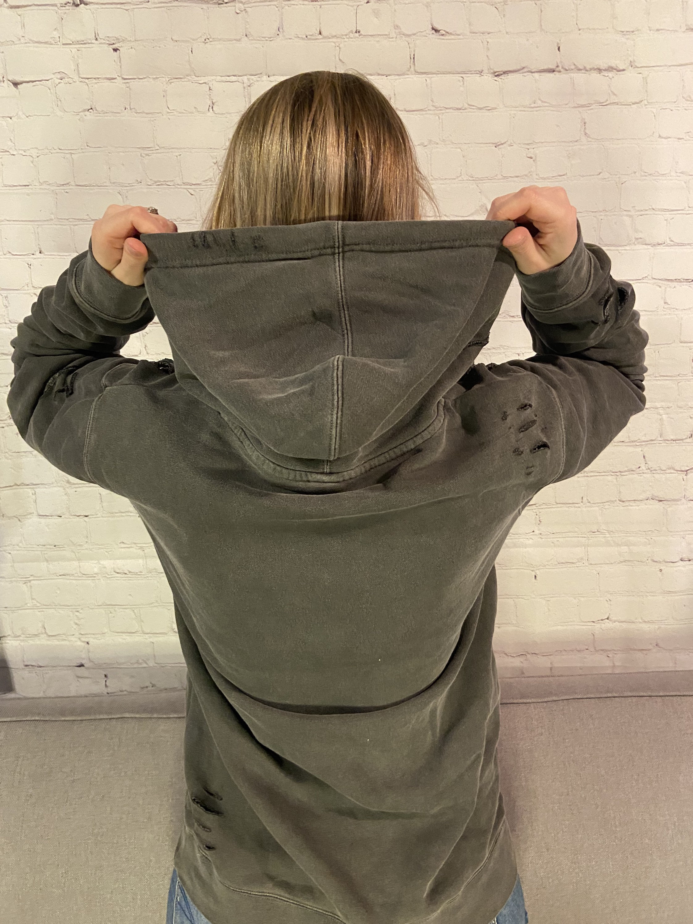 Distressed sweatshirt womens sale