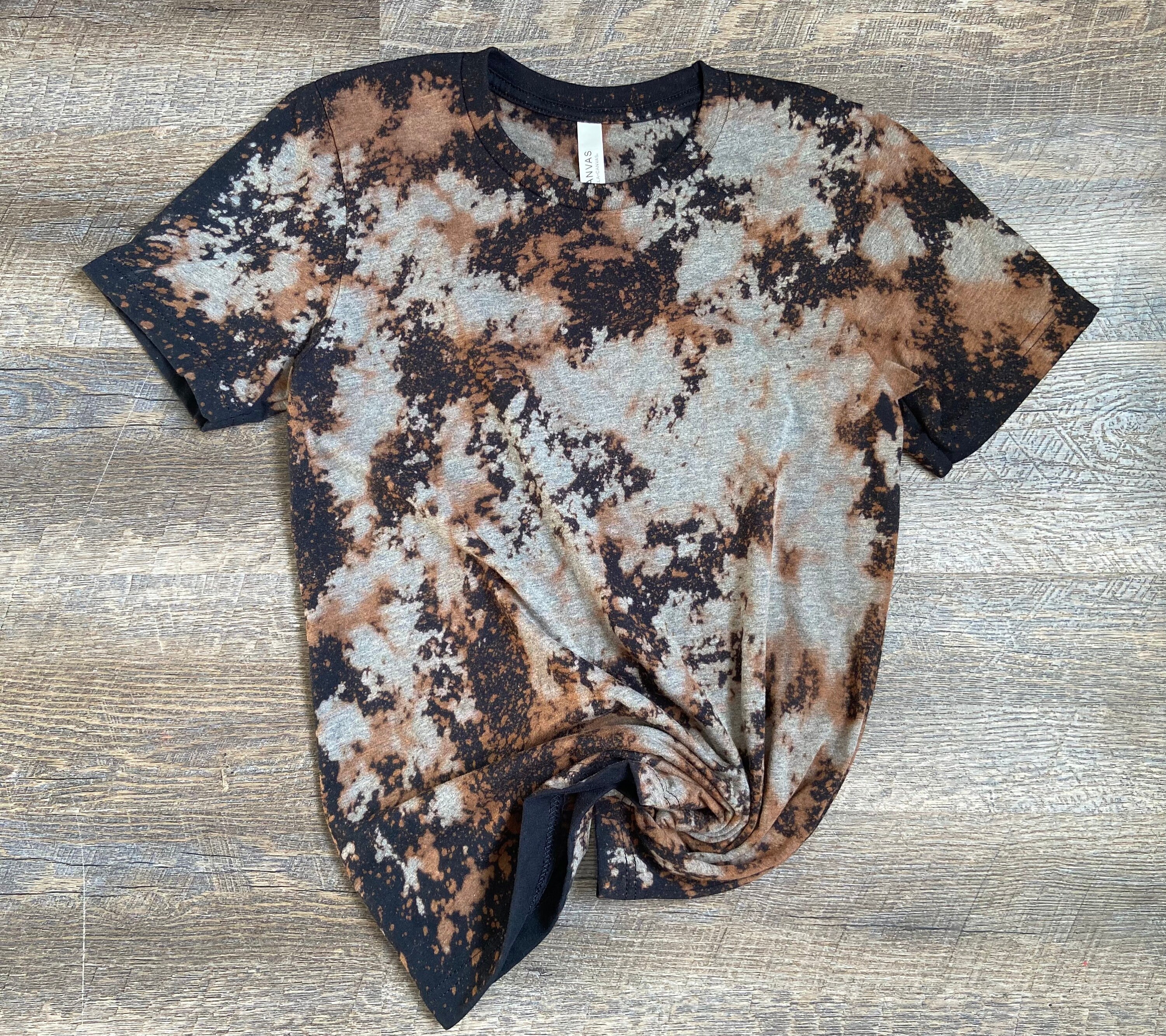 トップス Front Tuck Chemical Bleach T-shirt Double Bleached T-shirt Mama Shirts Edgy Clothing Women's
