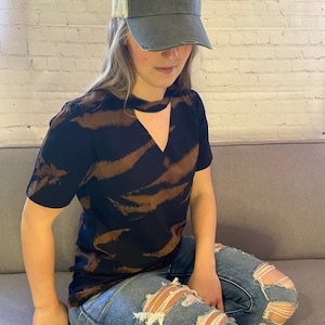 Distressed & Bleached tshirt open shirts edgy clothing trendy women shirts bleached shirt for women distressed shirt bleached tees acid wash