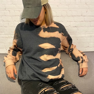 Bleached women’s sweatshirt edgy shirt trendy bleached crewneck bleached sweatshirt women’s shirts bleached shirt for women