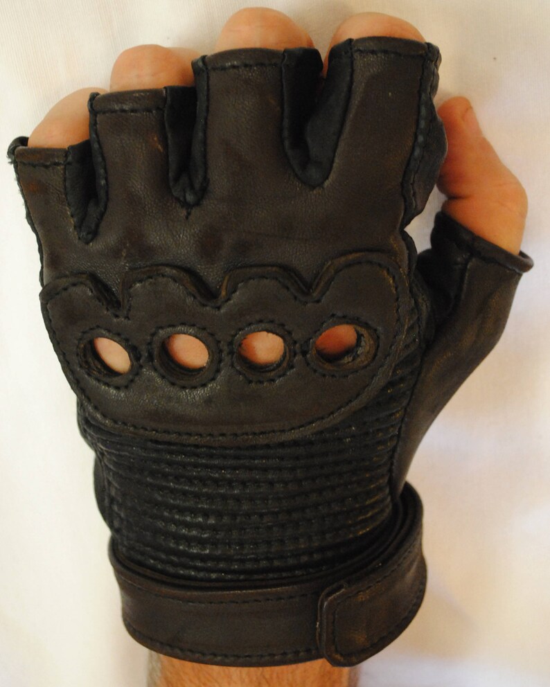 Real Leather Glove Without Fingers Etsy