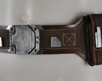 leather belt with metal parts