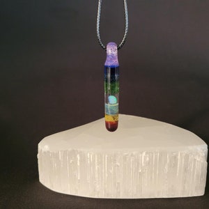 Chakra Pillar Pendant with tumbled Gilson Opal