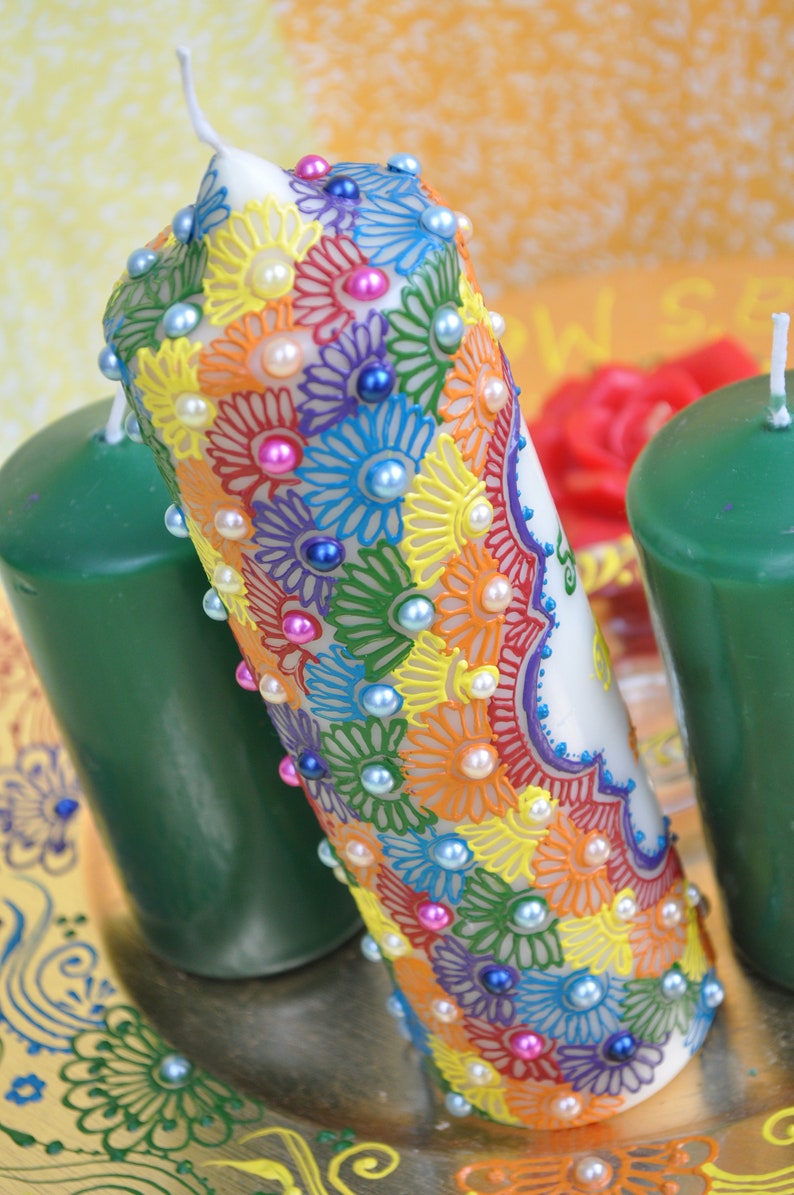 Heavily decorated Mehndi thaal Candles Centrepiece Henna Etsy