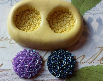 Floral Circles Flexible Silicone Mold - for polymer clay, wax, candy, fondant, resin, etc.