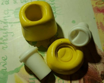 Little Cup and Lid Flexible Silicone Mold for polymer clay, resin, wax, fondant, candy, etc.