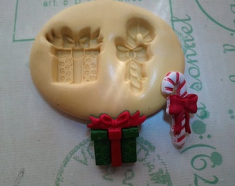 Christmas Present and Candy Cane Flexible Silicone Mold