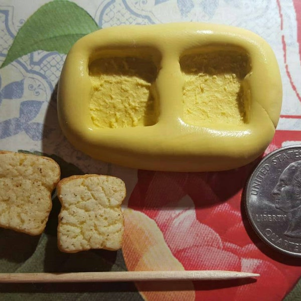 Miniature Realistic Bread Flexible Silicone Mold -for polymer clay, resin, wax, fondant, candy, soap, etc.