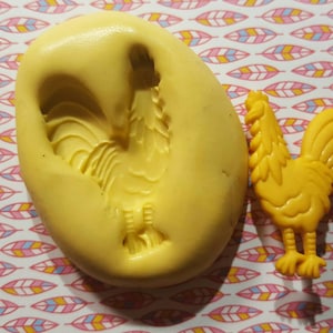 Rooster Flexible Silicone Mold for polymer clay, resin, wax, fondant, candy, etc.