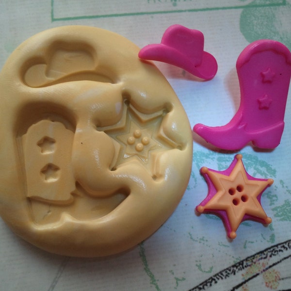 Cowboy, Cowgirl, Western Boot, Star, Hat Flexible Silicone Mold