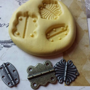Fancy 3 part Decorative Hinges Flexible Silicone Mold - for polymer clay, wax, candy, fondant, resin, etc.