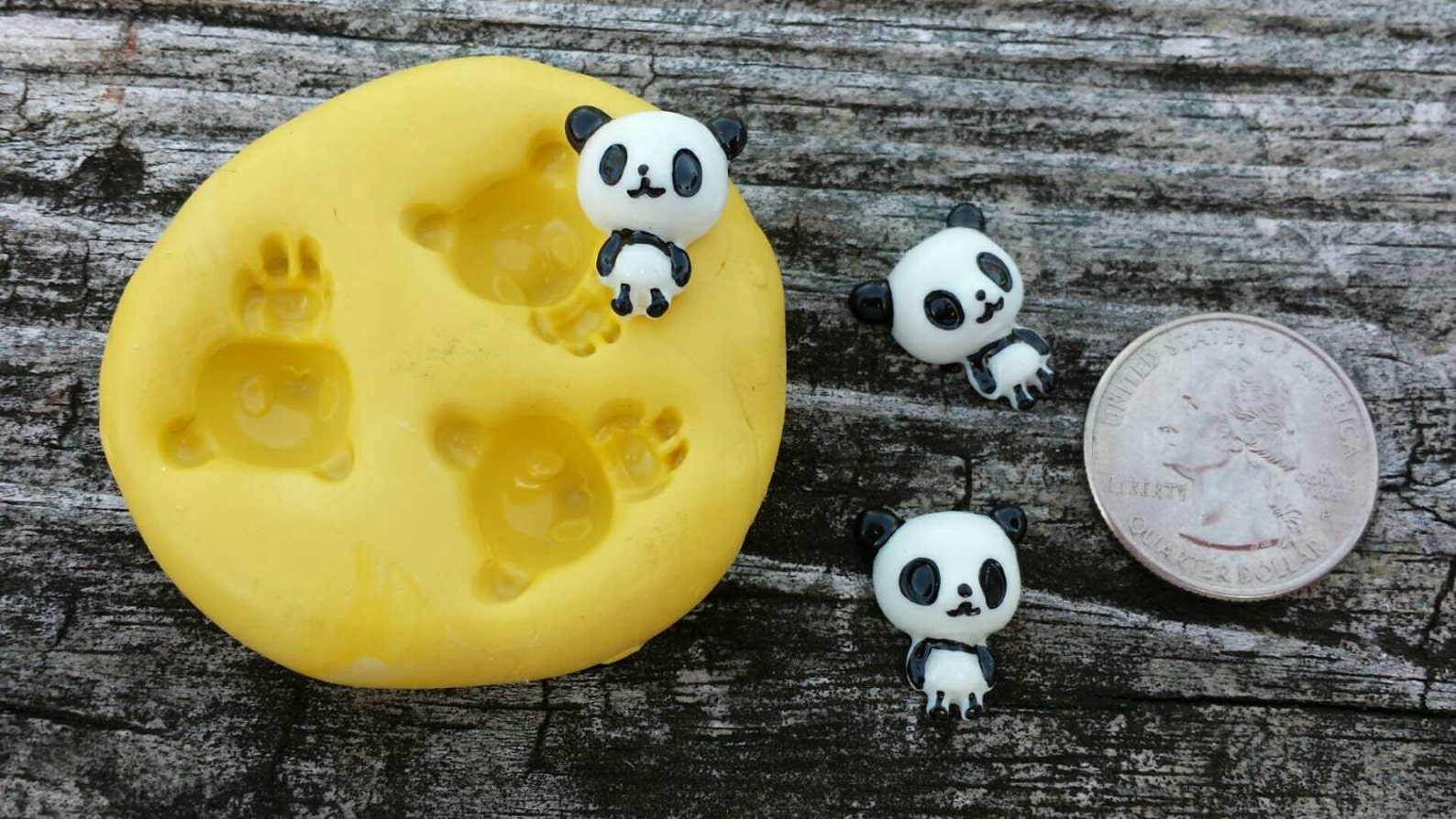 Mini Pandas Flexible Silicone Mold for polymer clay wax Etsy