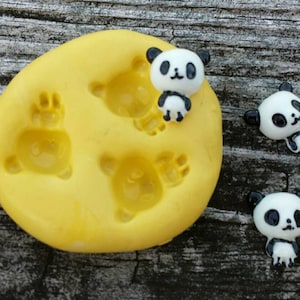 Mini Pandas Flexible Silicone Mold for polymer clay, wax, candy, fondant, chocolates, and resin