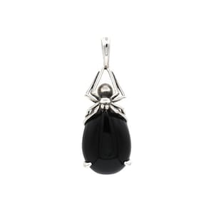 Spider Dream Pendant for Necklace - Sterling Silver and Onyx, Handmade Gothic Jewelry, Animal Lover Gift