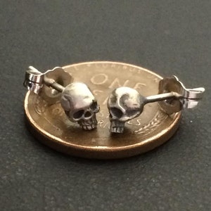 Skull Stud Earrings, Sterling Silver, Skull Lovers Earrings, Gothic Earrings, Gift for Family and Friends, Handmade Jewelry