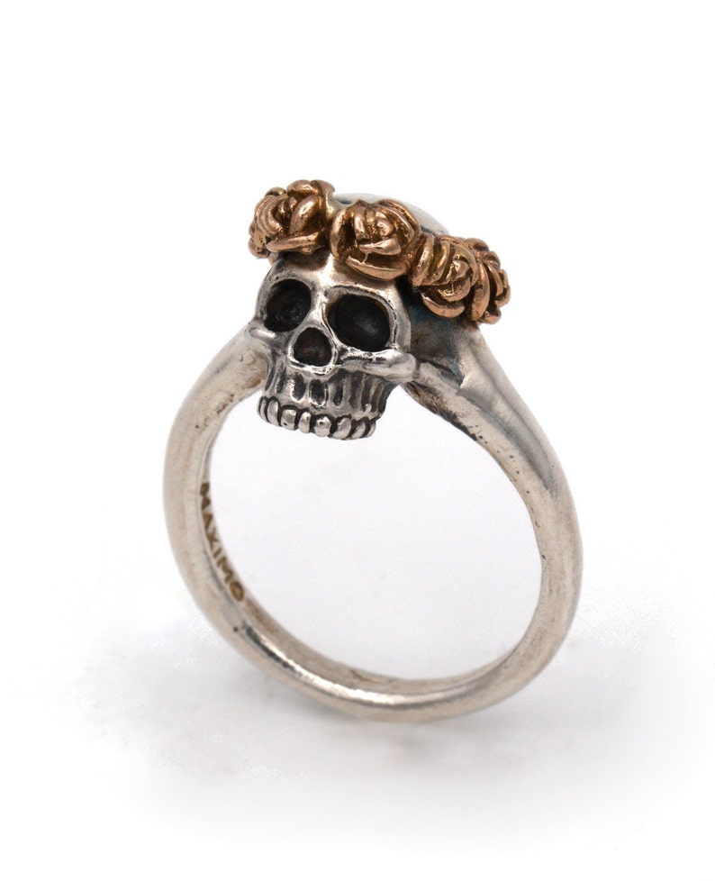 Skull And Roses Rings Skull Ring With Rose Crown – Sterling Silver, Handmade Jewelry - Etsy