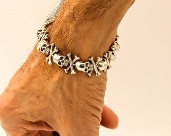 Raven Skull Bracelet - Sterling Silver 925 - Etsy Canada