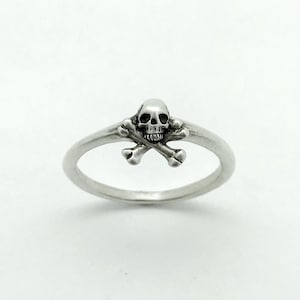 Tiny Skull with Crossbones Ring