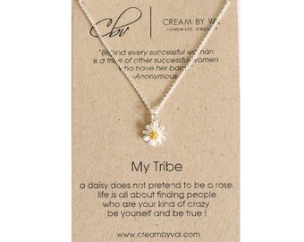 My Tribe Necklace - Silver Daisy Necklace Best Friend Gift Celebrate Friendship Love My Bride Tribe Jewelry Tribal Necklace Sorority Sister