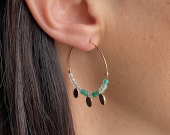 Gold plated twisted hoops earrings in 1.2 inch - Thin hoops, medium size - Delicate jewelry, dainty earrings, bold earrings
