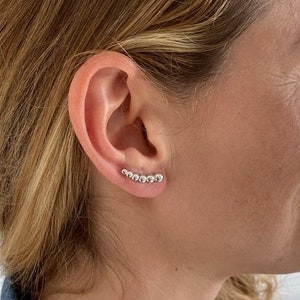 925 silver earrings set beaded - Earlobe contour - DÉESSE - Ear cuff, Lobe outline, trend earrings, ear climber, crawlers earrings