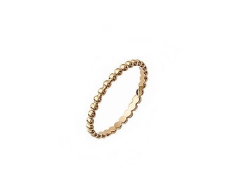 Gold plated beaded ring, stackable ring, fine ring, phalanx ring, ball ring - BAZAR CHIC - Dainty ring, tiny ring,  child ring, woman ring