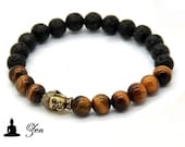 Stretch bracelet with tiger eye, lava rock 8mm and buddha head