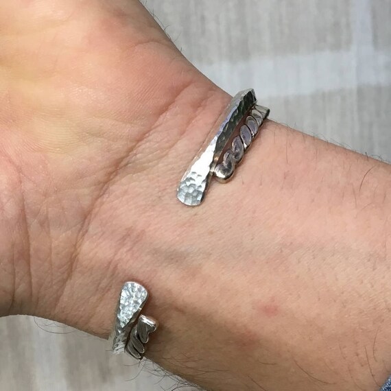 Bracelet jonc martelé en Argent 925 forme triangle Bijou homme