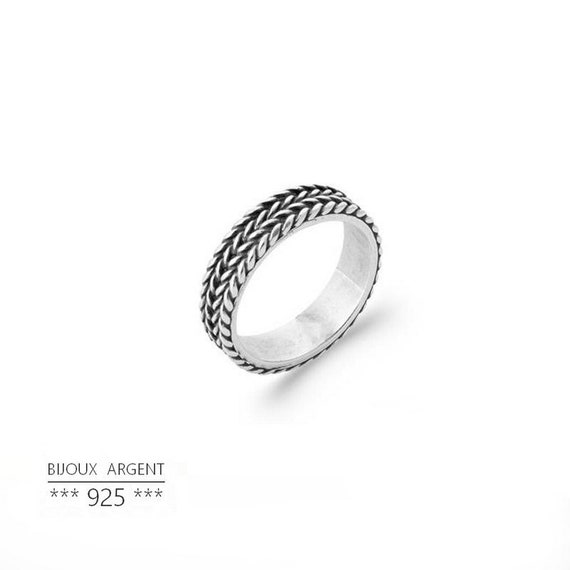 Bijoux Ethniques Indiens Bague Anneau Alliance En Argent Massif 925 Inde 03 Homme Femme Anti Stress Infini Tresse