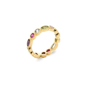 Bague pierres multicolores, anneau simple empierrés BAZAR CHIC Bague plaqué or 18K, bague multipierres, bague muti anneaux image 1