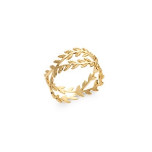 Laurel leaf ring interlaced gold plated - LAURIER - Laurel wreath ring, dainty Ring, tiny leaves ring, 18K ring