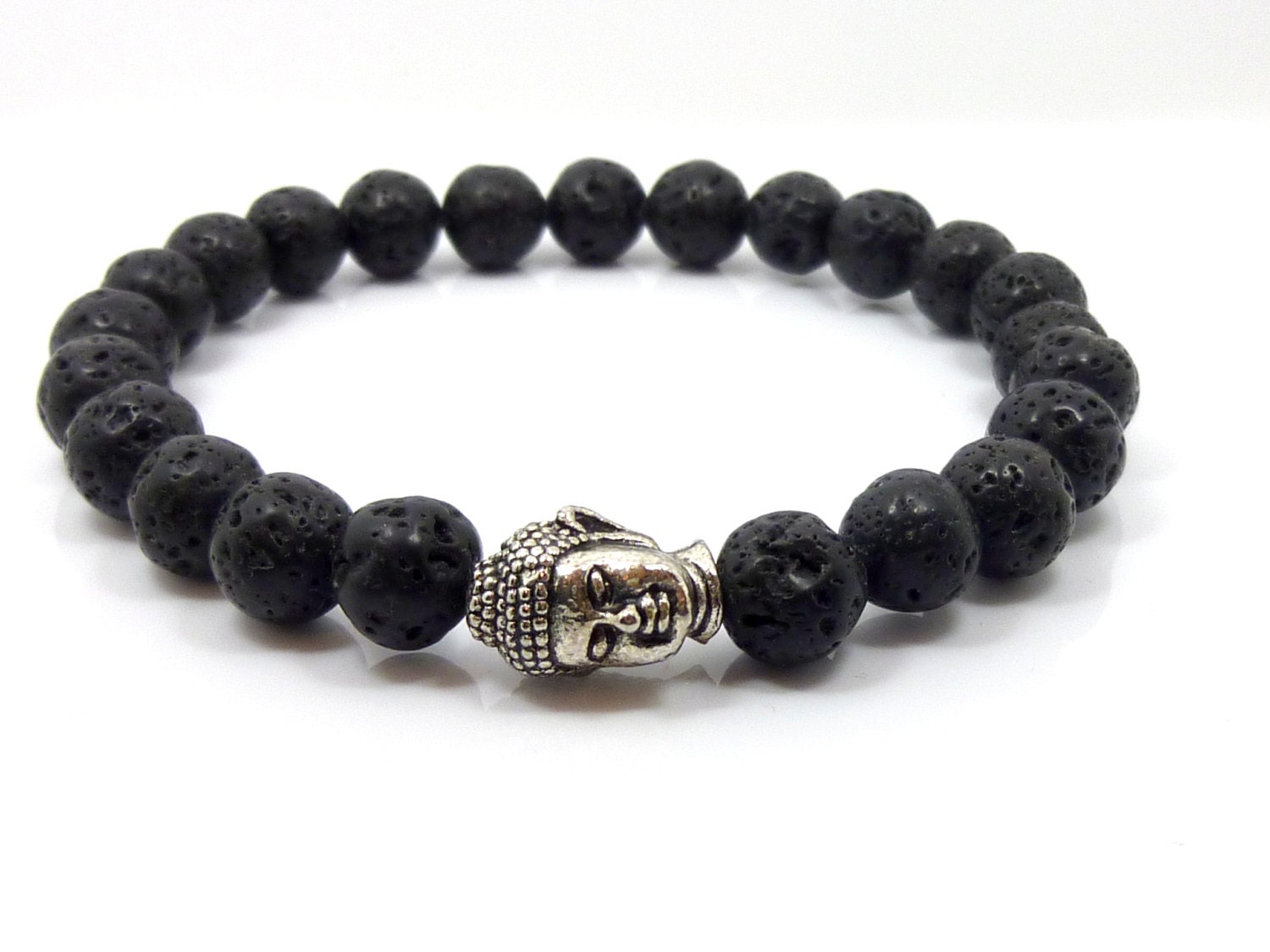 Lava and Tiger's Eye Buddha Bracelet