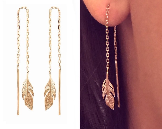 Sterling Silver Minimalist Wave Ear Wire Threader Earrings, Silver ...