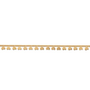 Dangle heart bracelet 18K gold-plated - AMOUR - Medallion, amulet, charms, double heart pendant, delicate bracelet