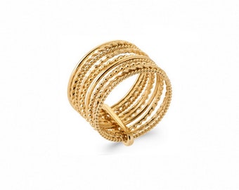 Ten rings ring in 925 gold plated 18k- SOFIA - Weekly ring Large ring, accumulation, tiny ring, dainty ring, bold ring.