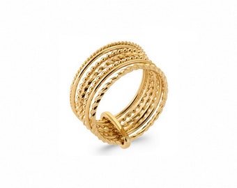seven rings ring in 925 gold plated 18k- SOFIA - Weekly ring Large ring, accumulation, tiny ring, dainty ring, bold ring.