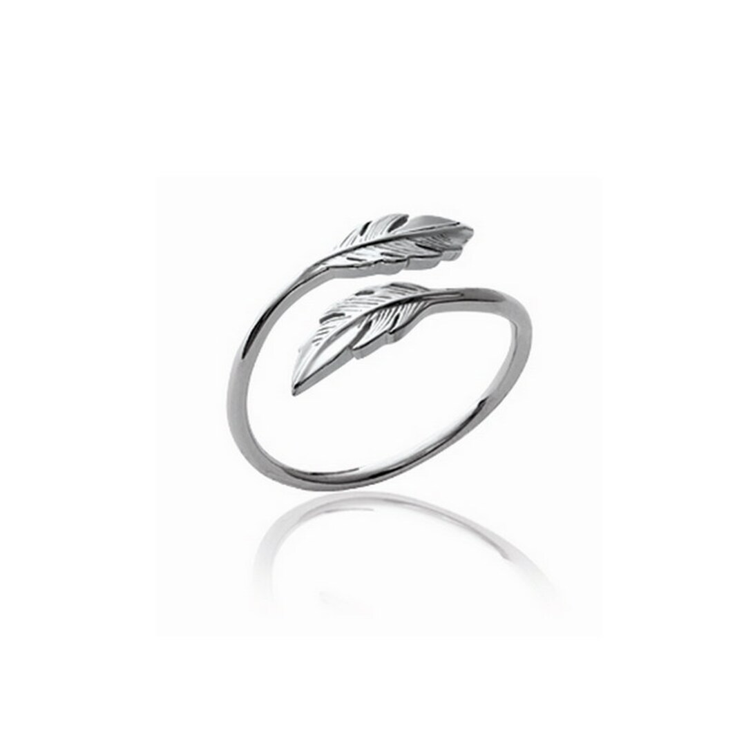 Dainty Ring With Two Feathers Silver 925 - THE INDIAN, Fine