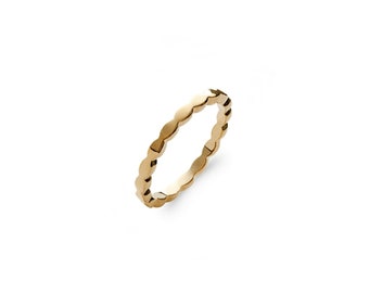 Vergoldeter Ringring, stapelbarer und kombinierbarer Ring, dünner Ring, Phalanxring, ovales Muster - BAZAR CHIC - Kinderring, Damenring.