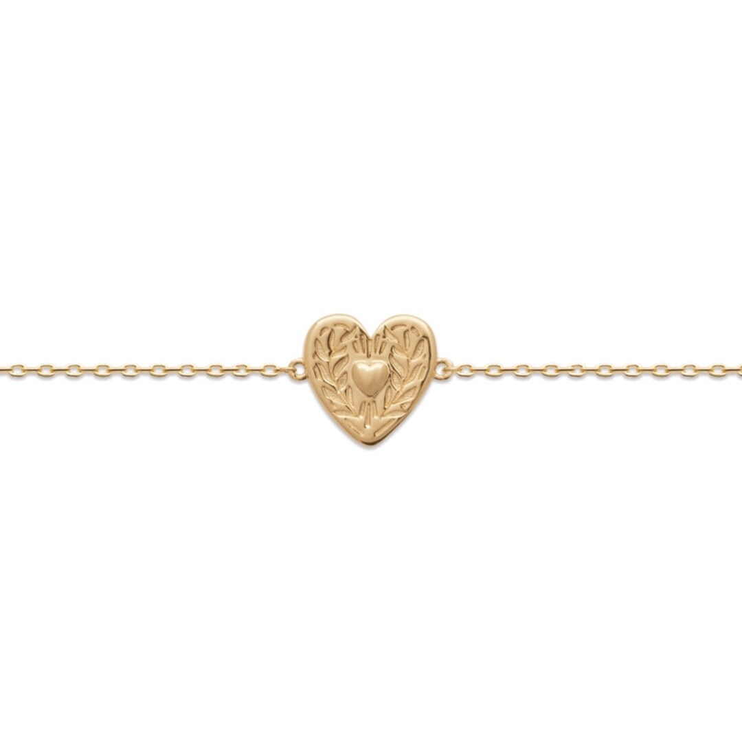 18 kt yellow gold rope charm bracelet with heart - Itai Diamonds