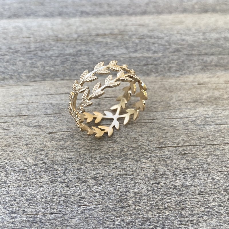 指輪・リング LAUREL BAND RING Laurel Leaf Ring Interlaced Gold Plated - LAURIER - Laurel