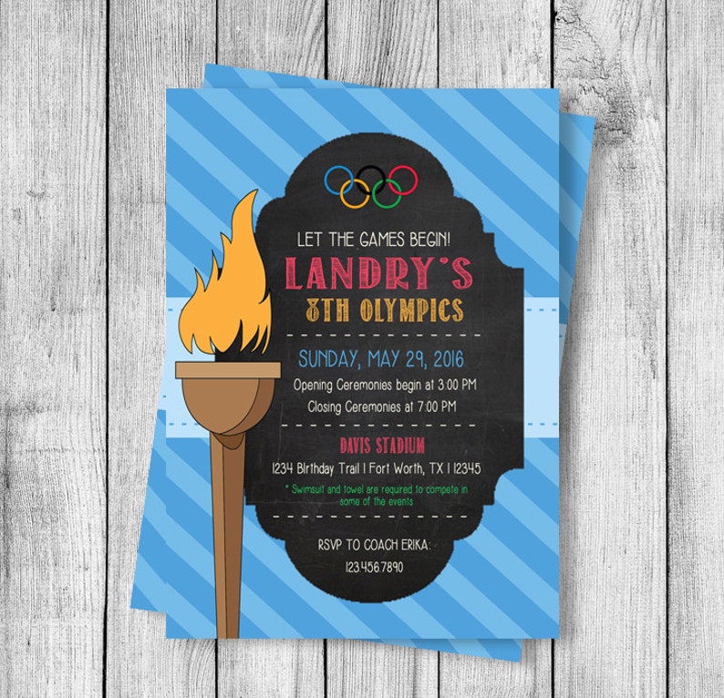 Olympics Party Birthday Invitation 5x7 | Etsy